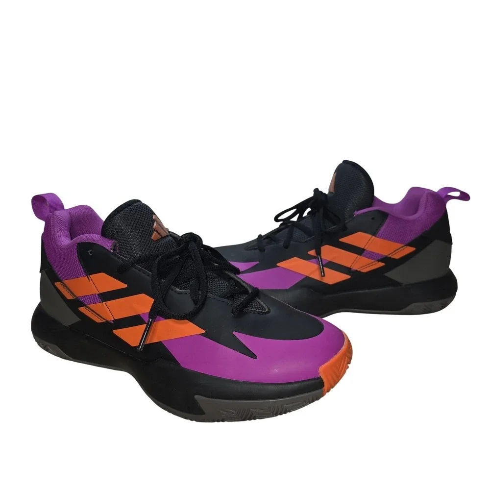 Adidas Shoes Men 6 Women 7 Black Purple Orange Basketball Sneakers Cushioned